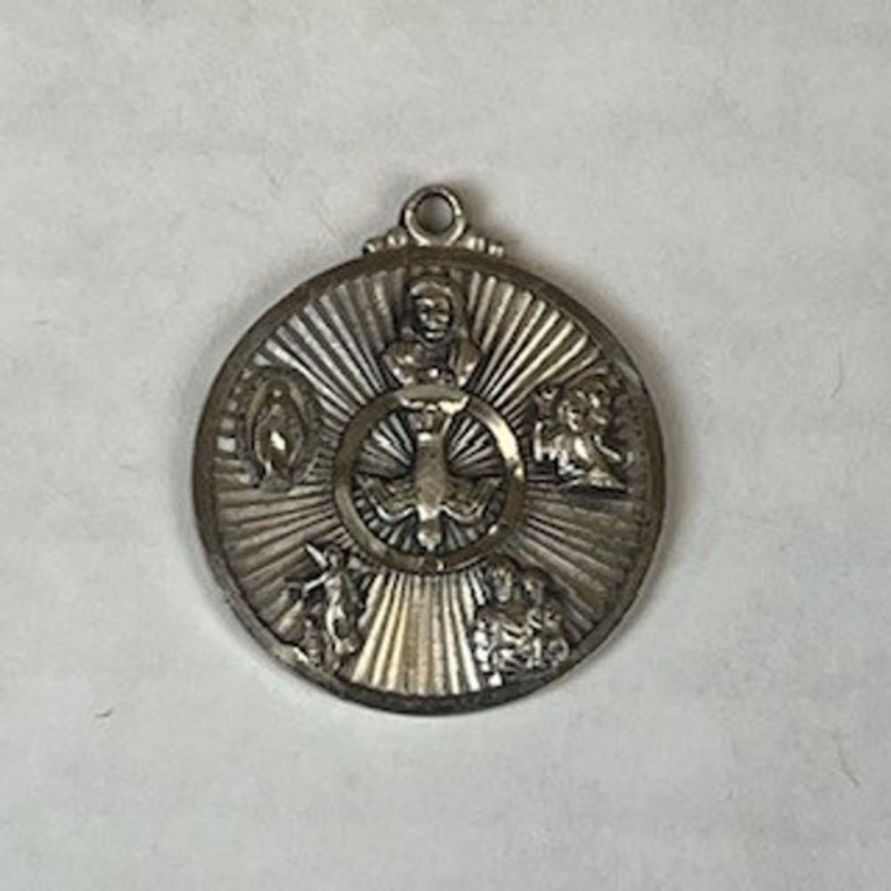 Vintage Sterling Silver 4 Way Catholic Medal Pendant I Am Catholic Call A Priest